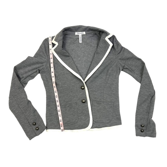 AEROPOSTALE Knit Blazer Jacket Womens Small P Gray White Long Sleeve Pockets - Picture 7 of 15